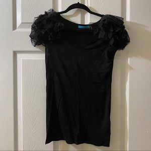 Alice + Olivia Black Short Sleeve Top